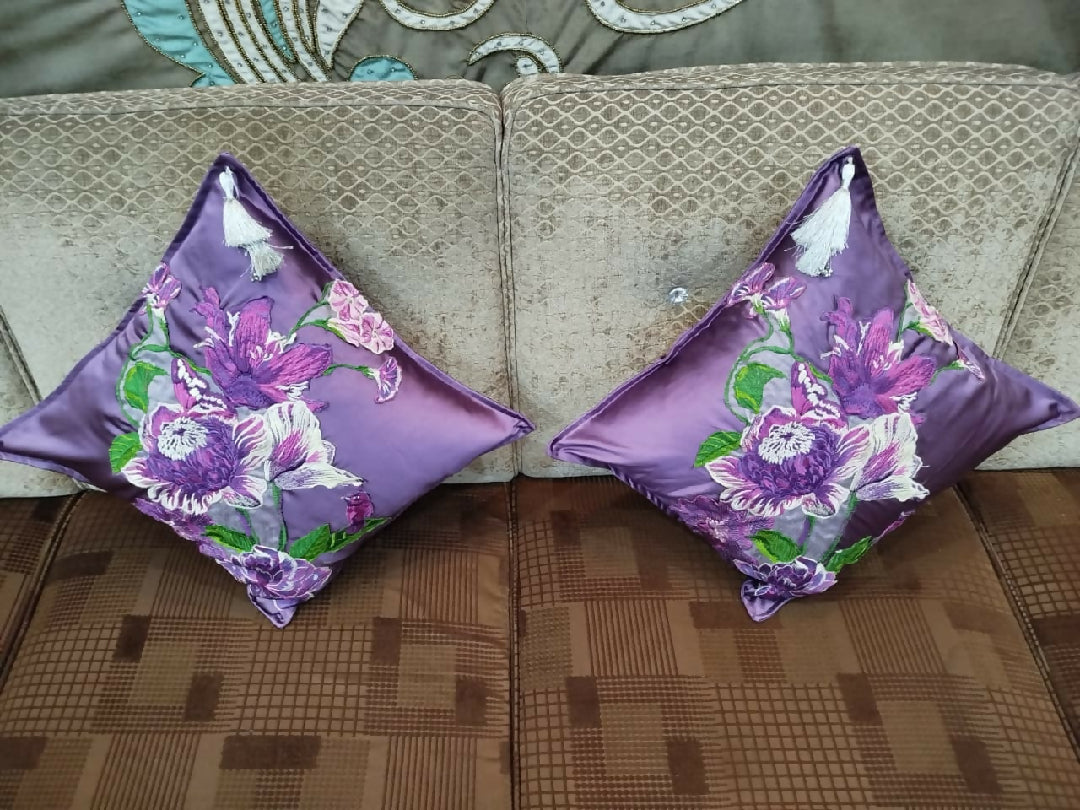 Embroided Silk Cushion Cover (2 pc)