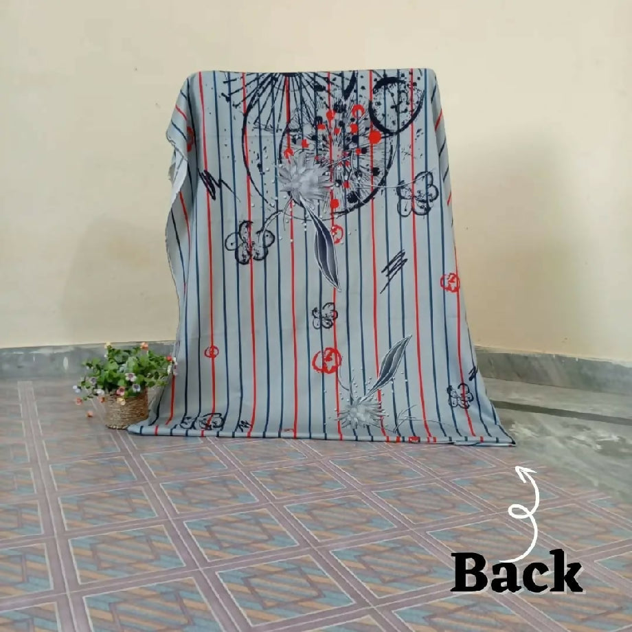 3-Piece Imported Viscose Suit – Grey & Red Floral Unstitched Winter Wear