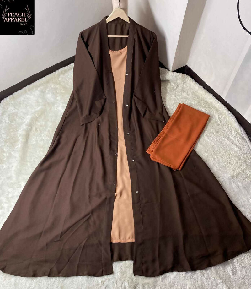 Chocolaty Abaya With Inner Attached