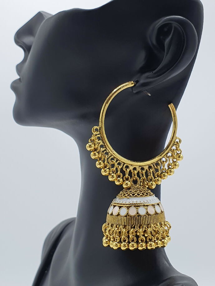 Traditional Hoop Jhumka Earrings with Color Variations