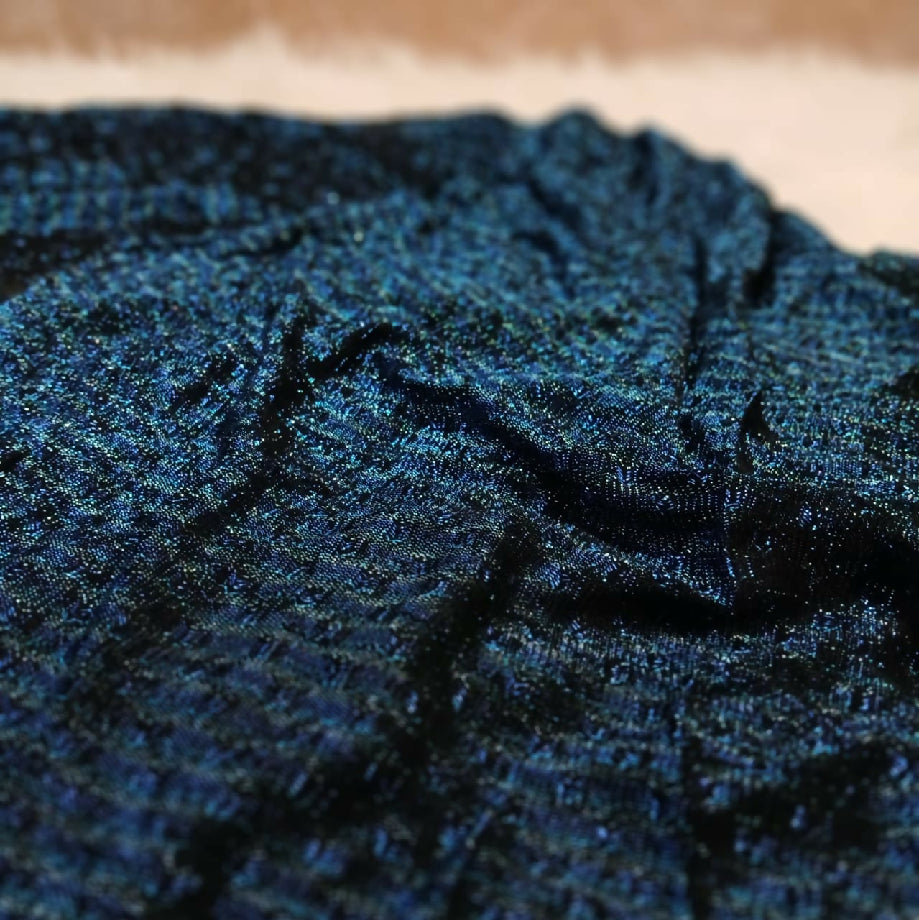 Blue Iridescent Chevron Knit Fabric (Imported Fancy Shirt or Kurta Material)