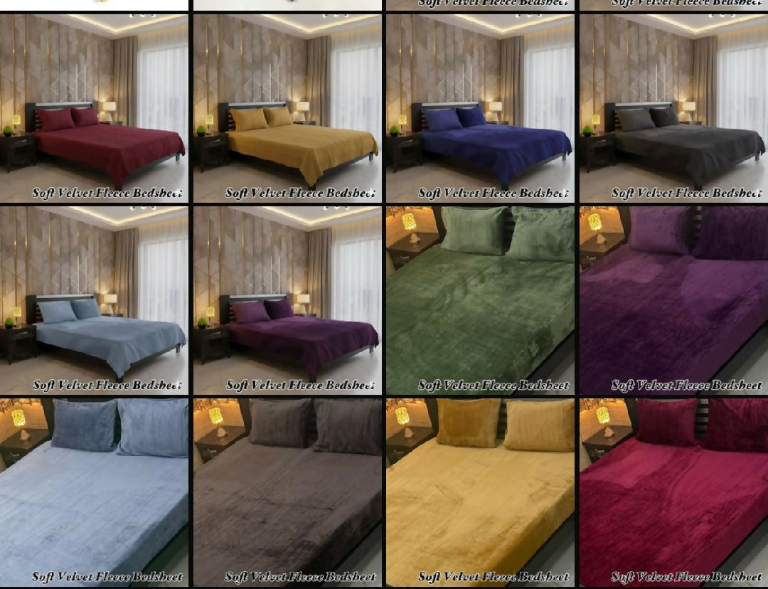Soft velvet Fleece Bed Sheet Winter Collection