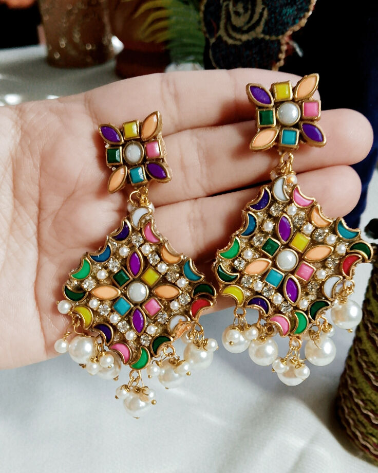 Colored Kundans earrings