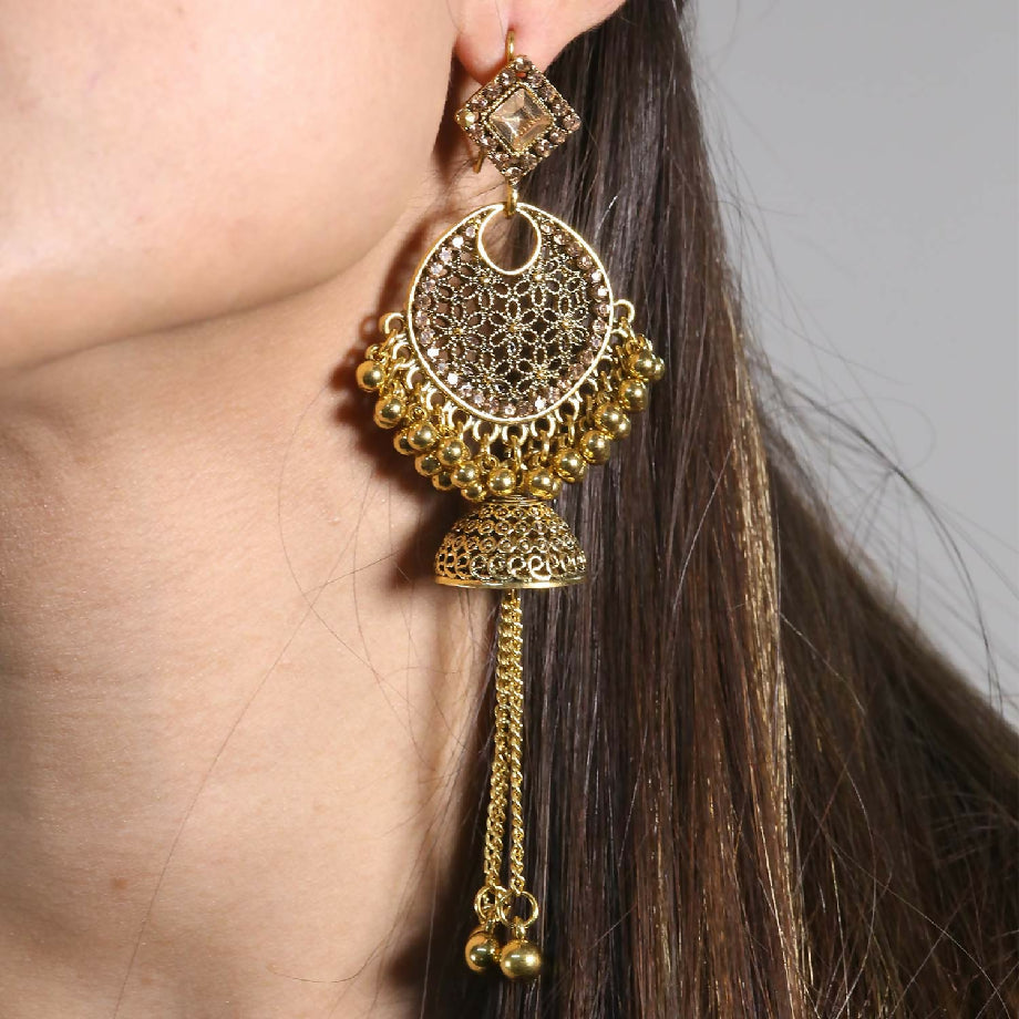 Filigree Jhumka with Tassel Drop