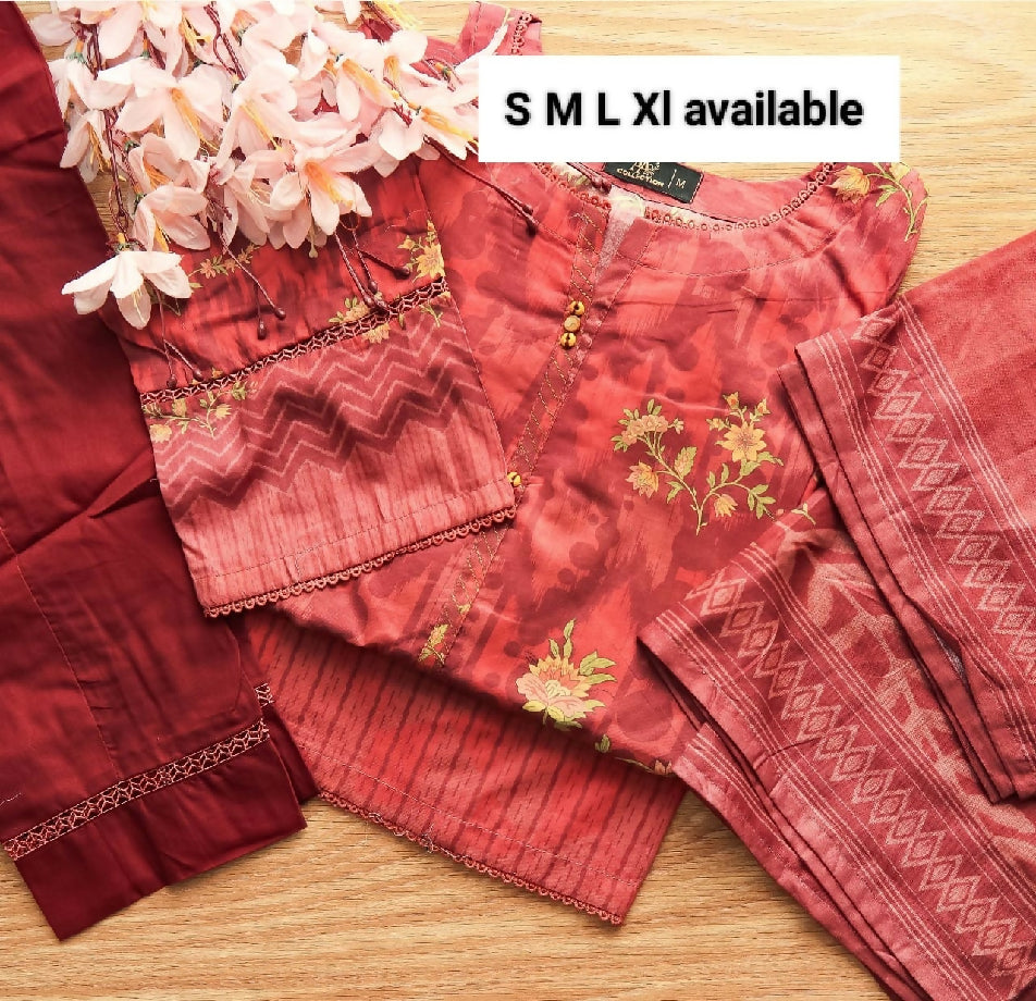 Printed lawn 3 piece stitched