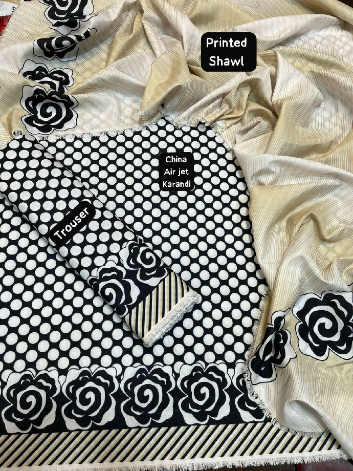 Luxury Embroidered 3PC Karandi Suit