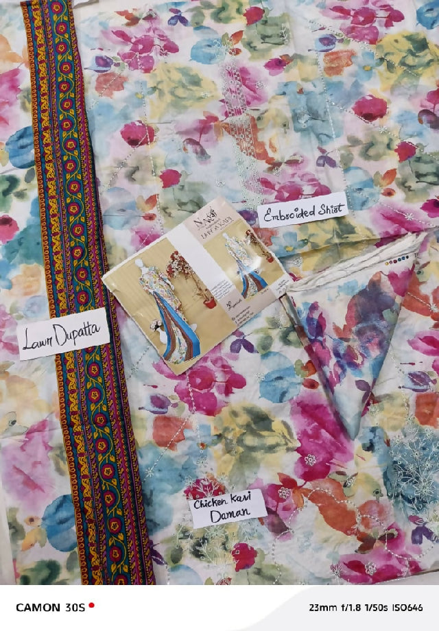 Dhagakari unstitched 3 piece