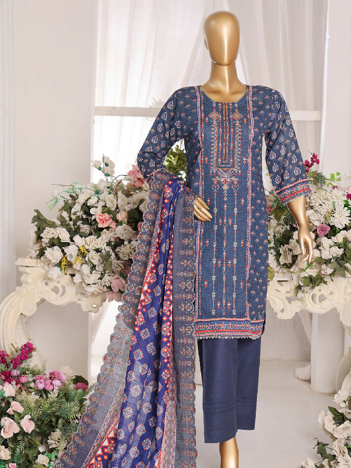 Unstitched embroidered slub khaddar 3 piece