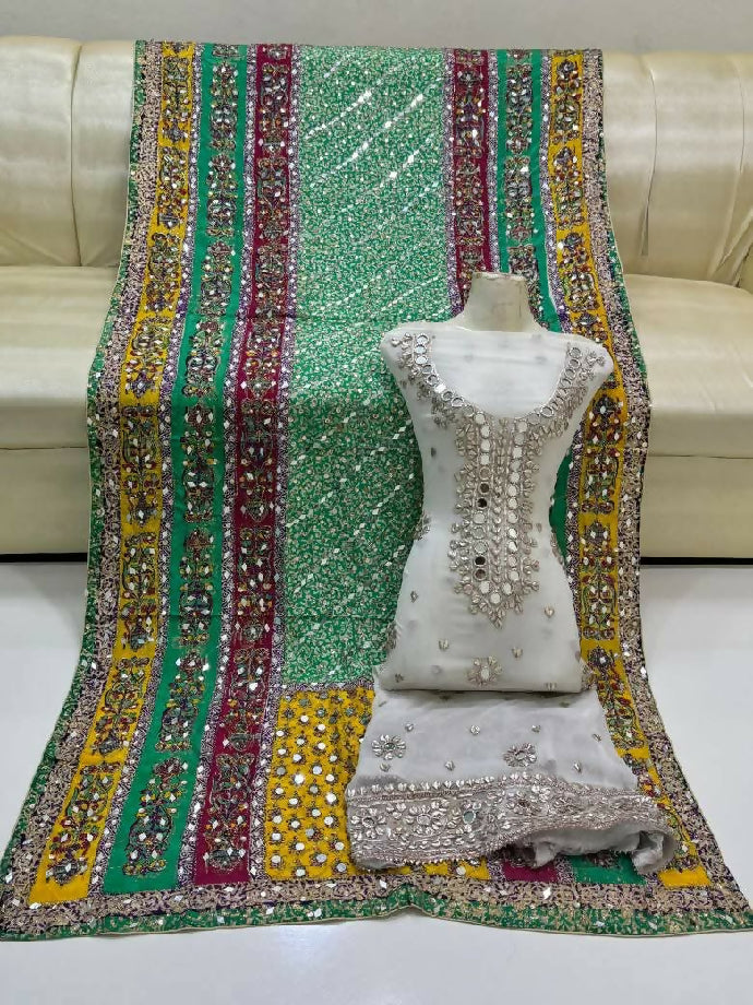 Gotta mirror work suit with kamdani duppta