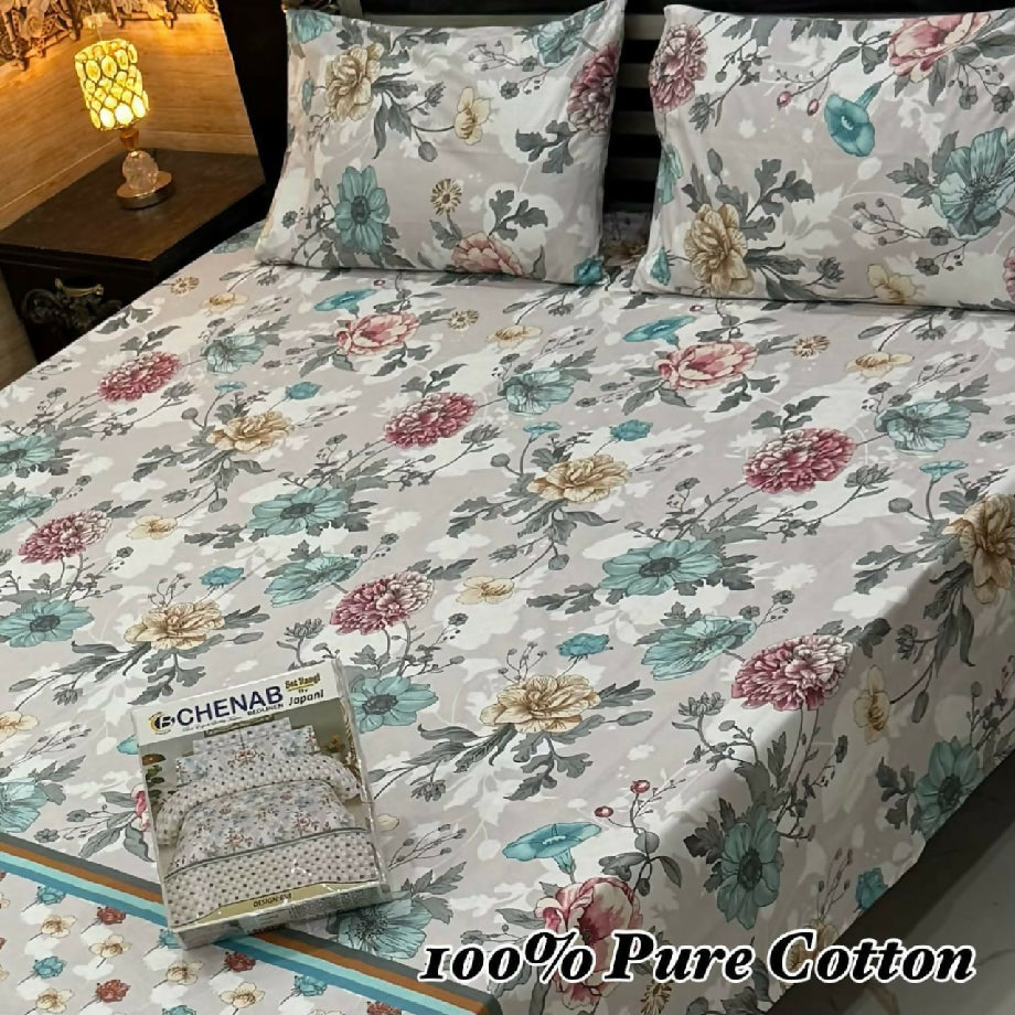 3 pc pure cotton Bedsheet king size