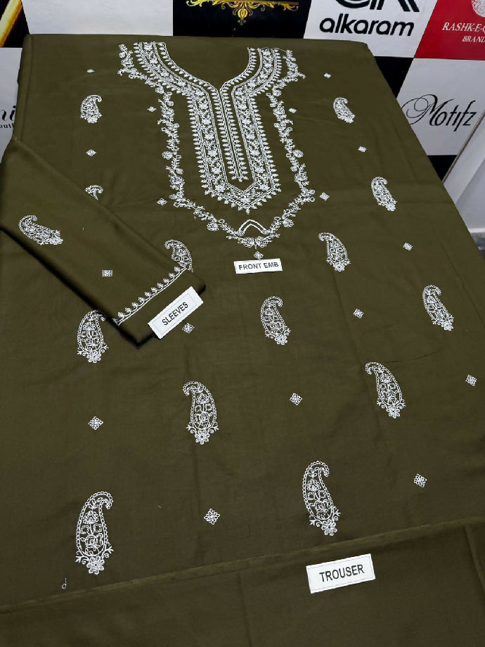 ☑️ *Dhanak Embroidered 2pc*✨ ☑️ *Dhanak Fabric* ☀️ ☑️ *Front & Sleeves Embroidered*