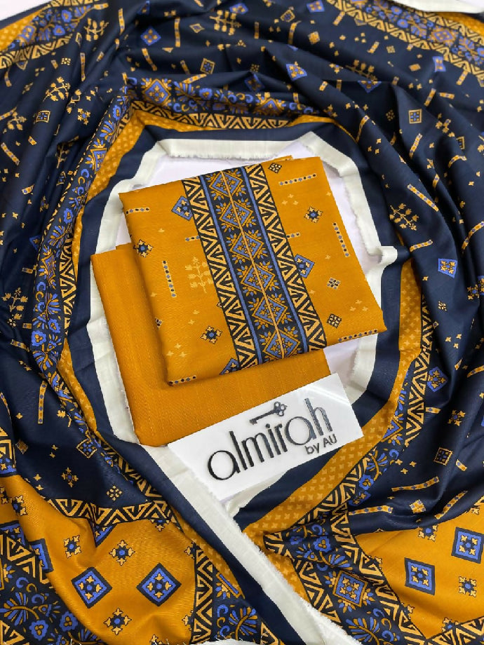 Unstitched Printed Khaddar Three Piece