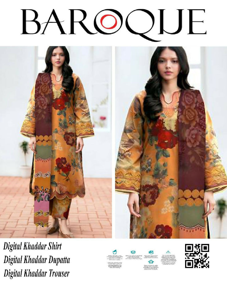 Printed 3 piece khaddar