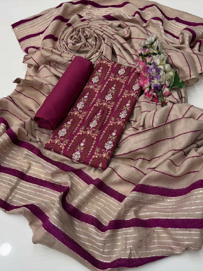 Latest winter suit banarsi shawl with dhanak marina suit