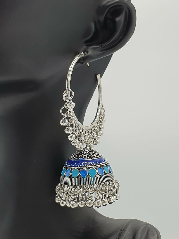 Traditional Hoop Jhumka Earrings with Color Variations