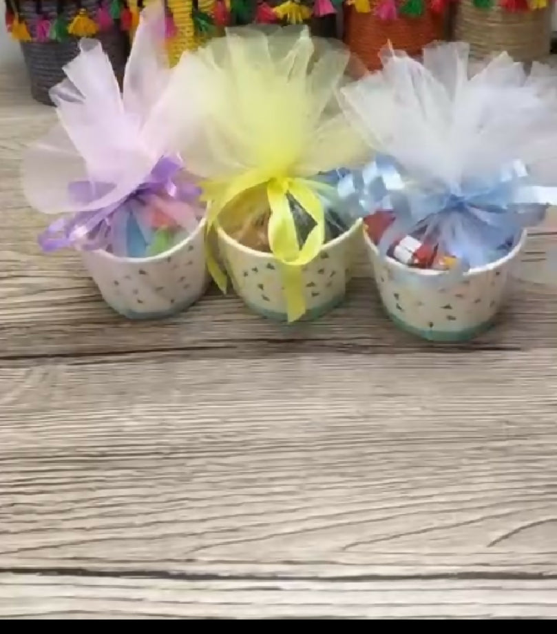 "Elegant Tulle & Gold Hoop Wedding/Nikkah Favor Pouches"