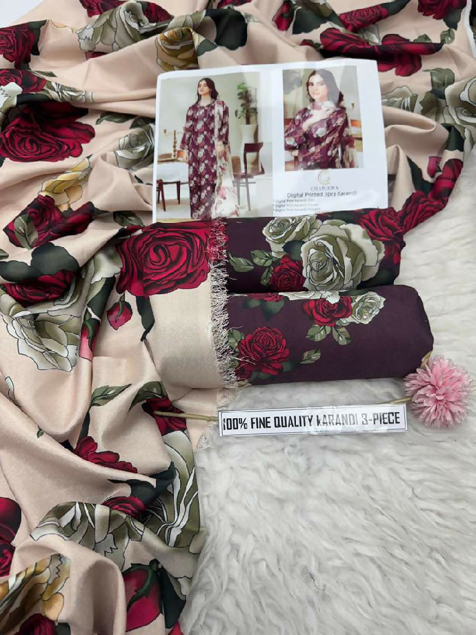 Winter 2025 Luxury Pure Karandi Collection – Digital Print 3 Piece Airjet Suit