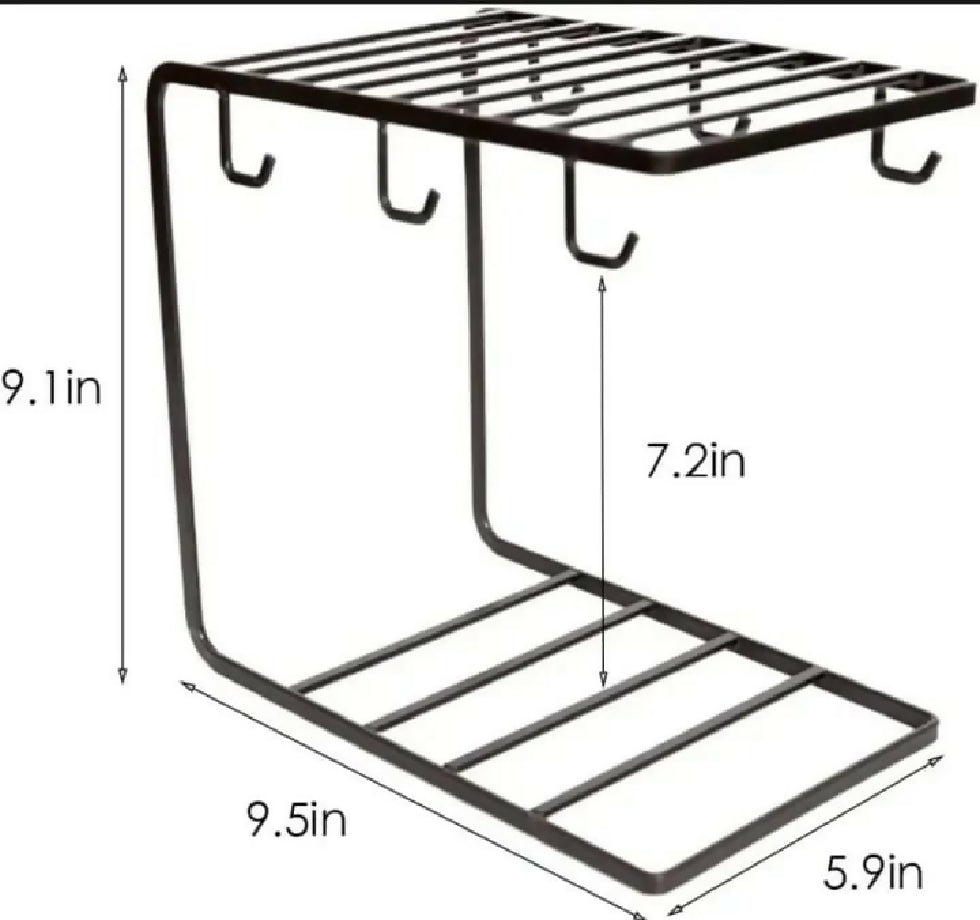 Coffee Tea Mug Cup Holder, Mug Rack, Drying Cup Holder with 6 Hook Kitchen Organizers, Glass Cup Holder Portable Tray, Cup Holder