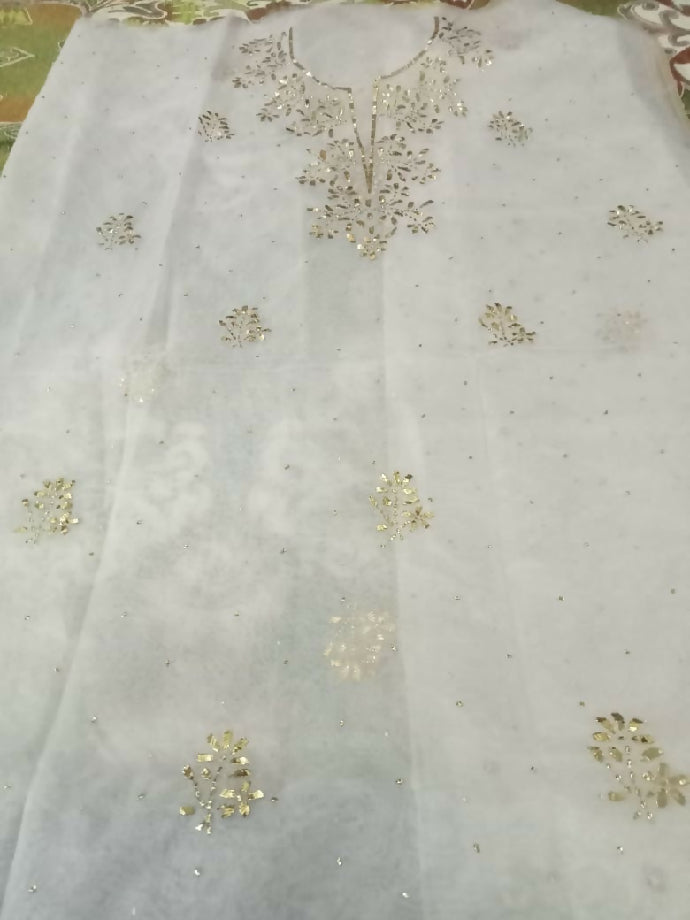 2piece suit organza fabric Shirt & dupatta Mukash