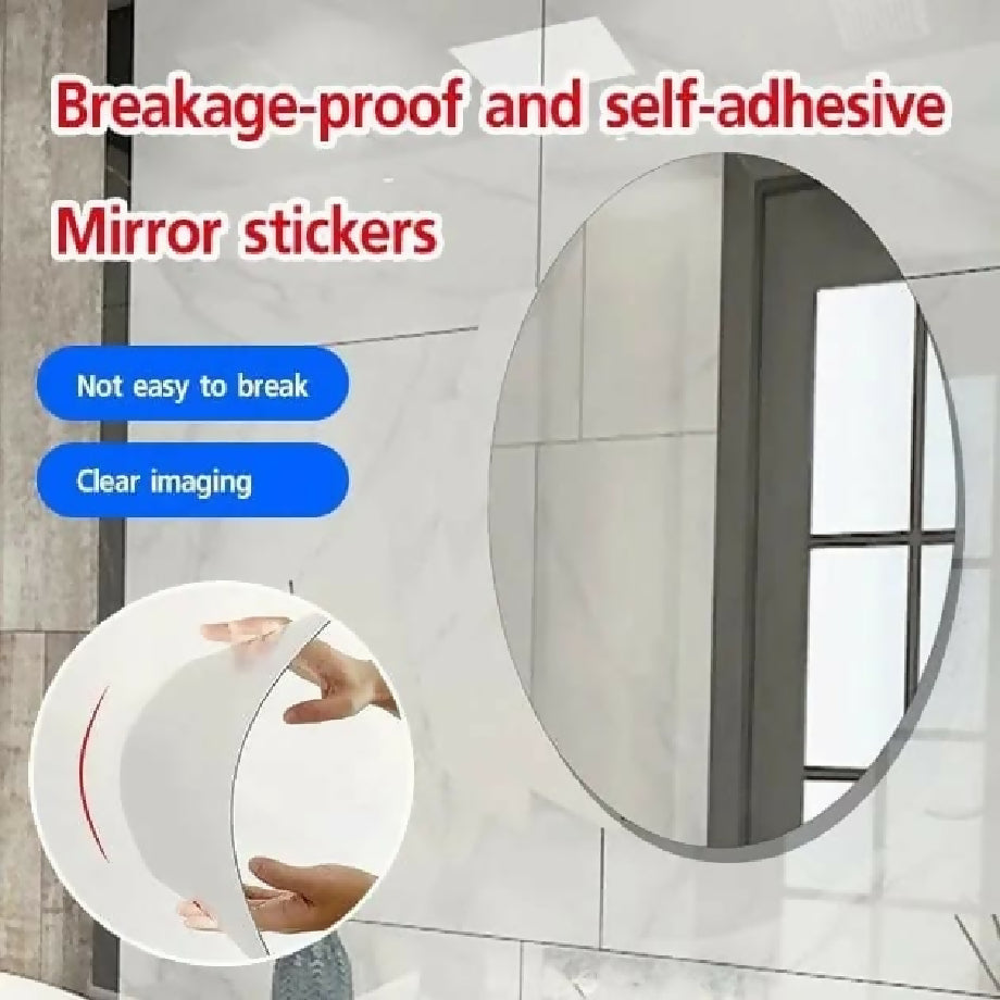 Oval Shape Flexible Self Adhesive Non-Glass Mirror Sticker