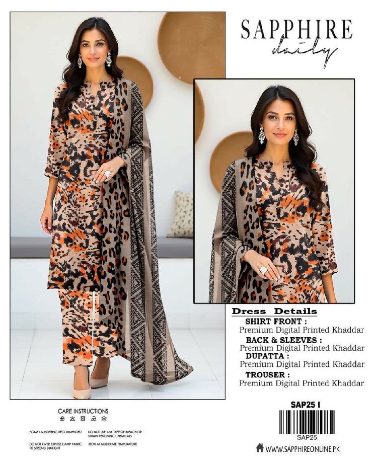 Sapphire 3pc Allover Suit khaddar