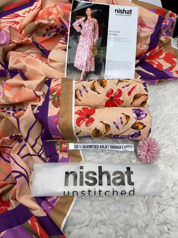 Nishat printed khaddar 3piece suit