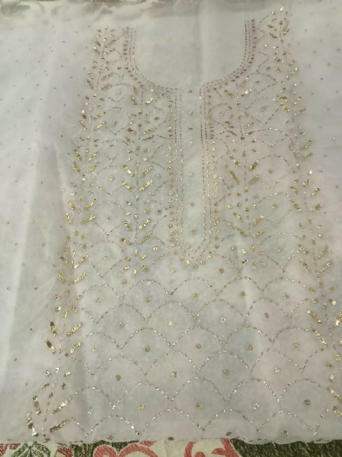 2piece suit organza fabric Shirt & dupatta Mukash