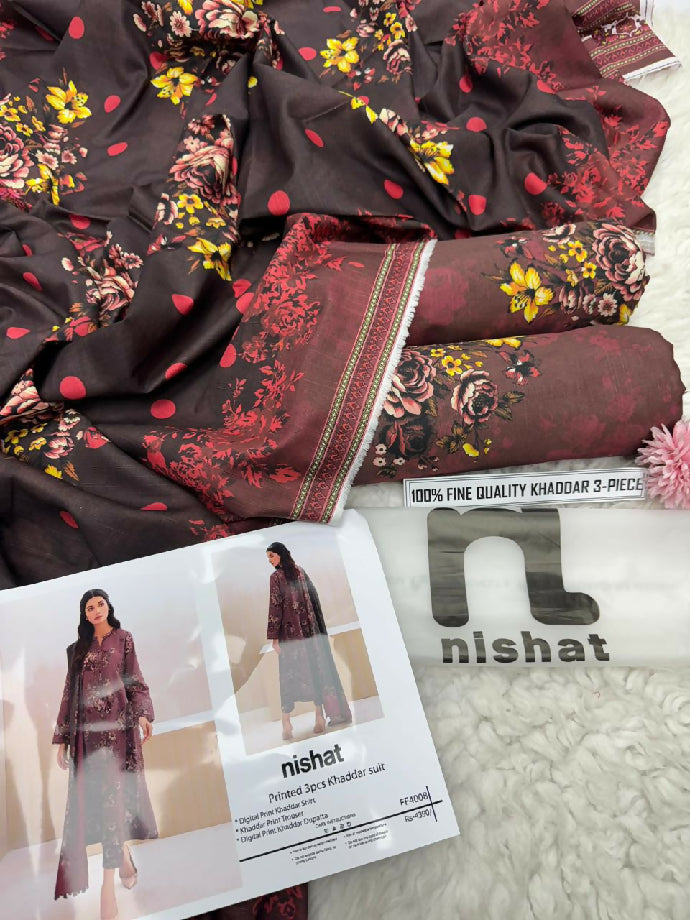 Nishat printed khaddar 3piece suit