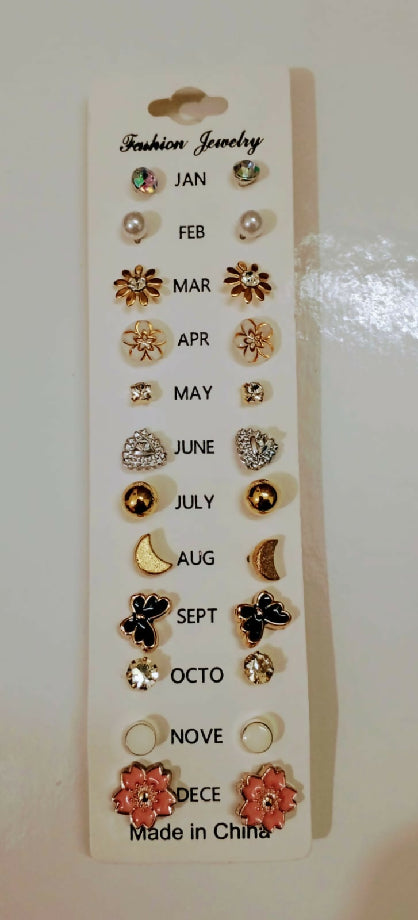 Ear studs card 12 pairs in each card