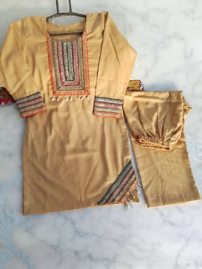 Mareena Premium Suit — Multi Lace Neckline with Shell Tassels