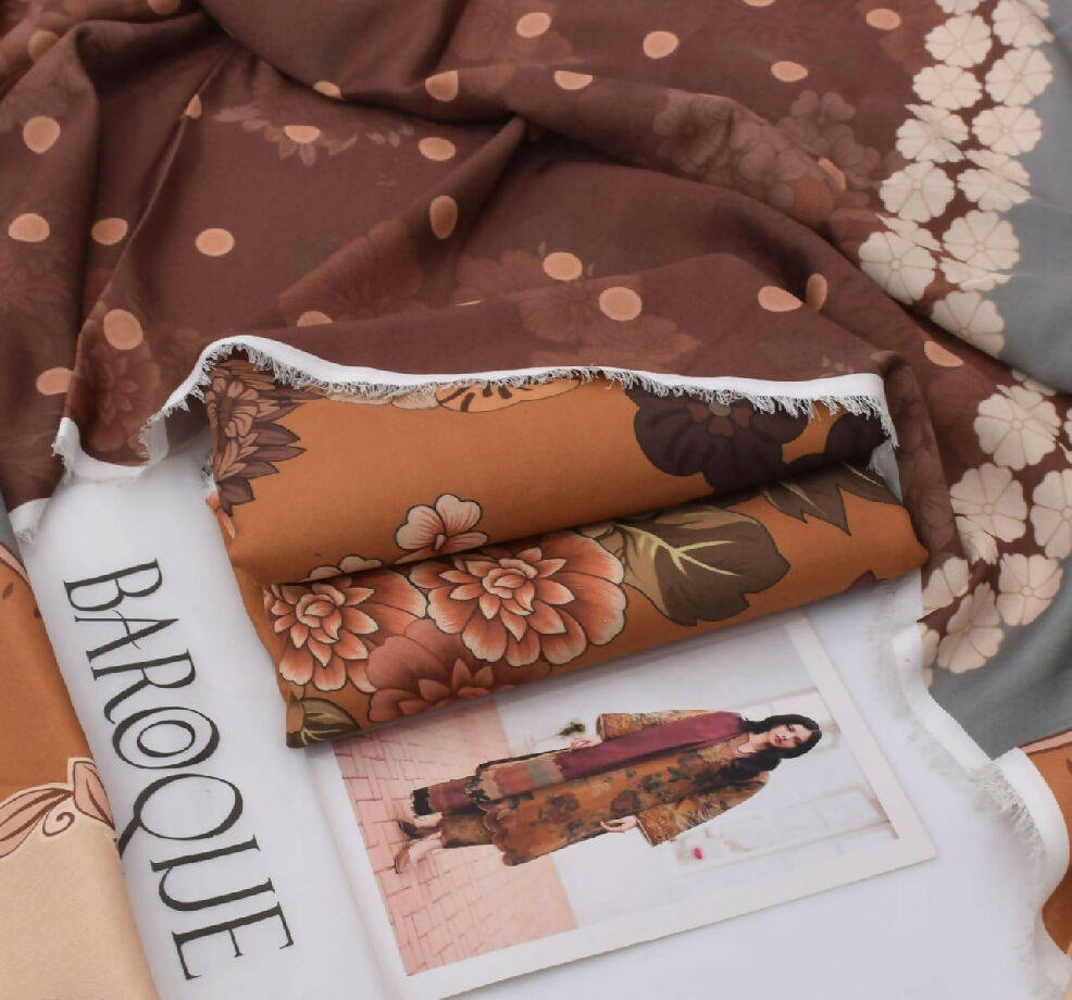 Baroque karandi 3 piece printed suit