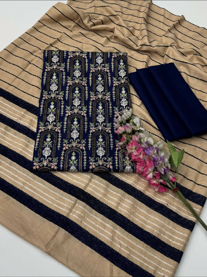 Latest winter suit banarsi shawl with dhanak marina suit