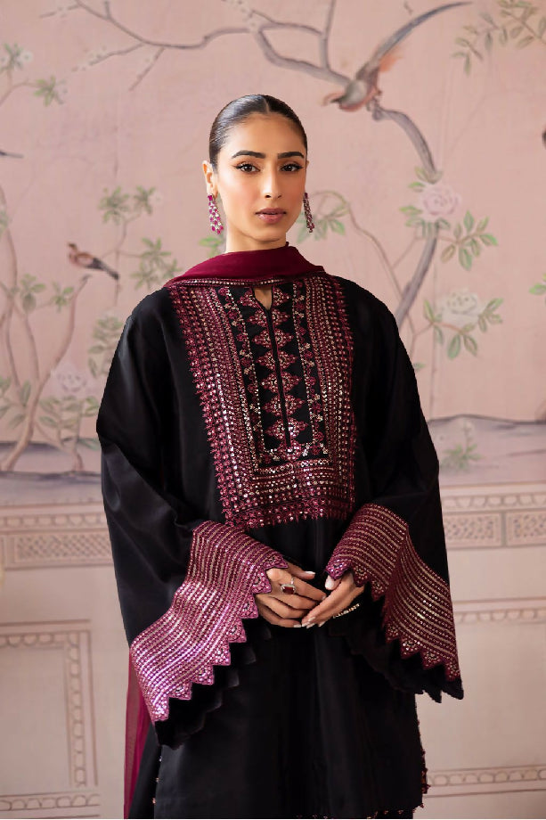 Unstitched Embroidered Dhanak Three Piece