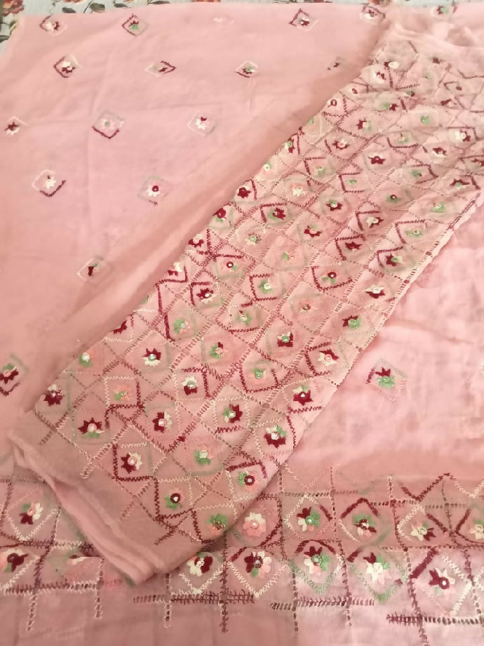 2piece bamber shafoon suit Shirt and dupatta Mirror work with tarkashi