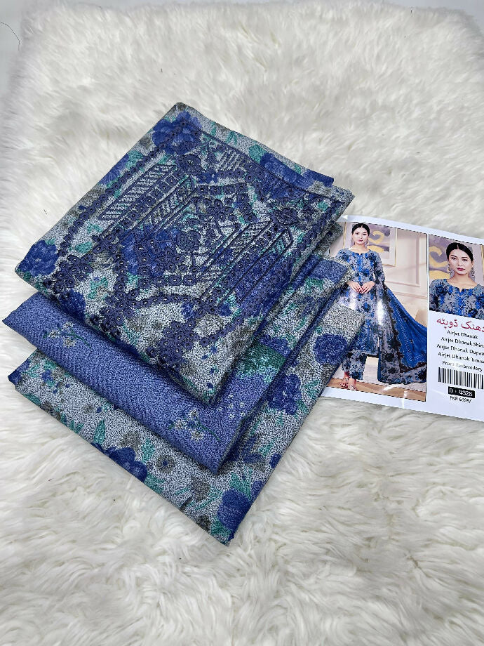 Unstitched Dhanak Embroidered Three Piece