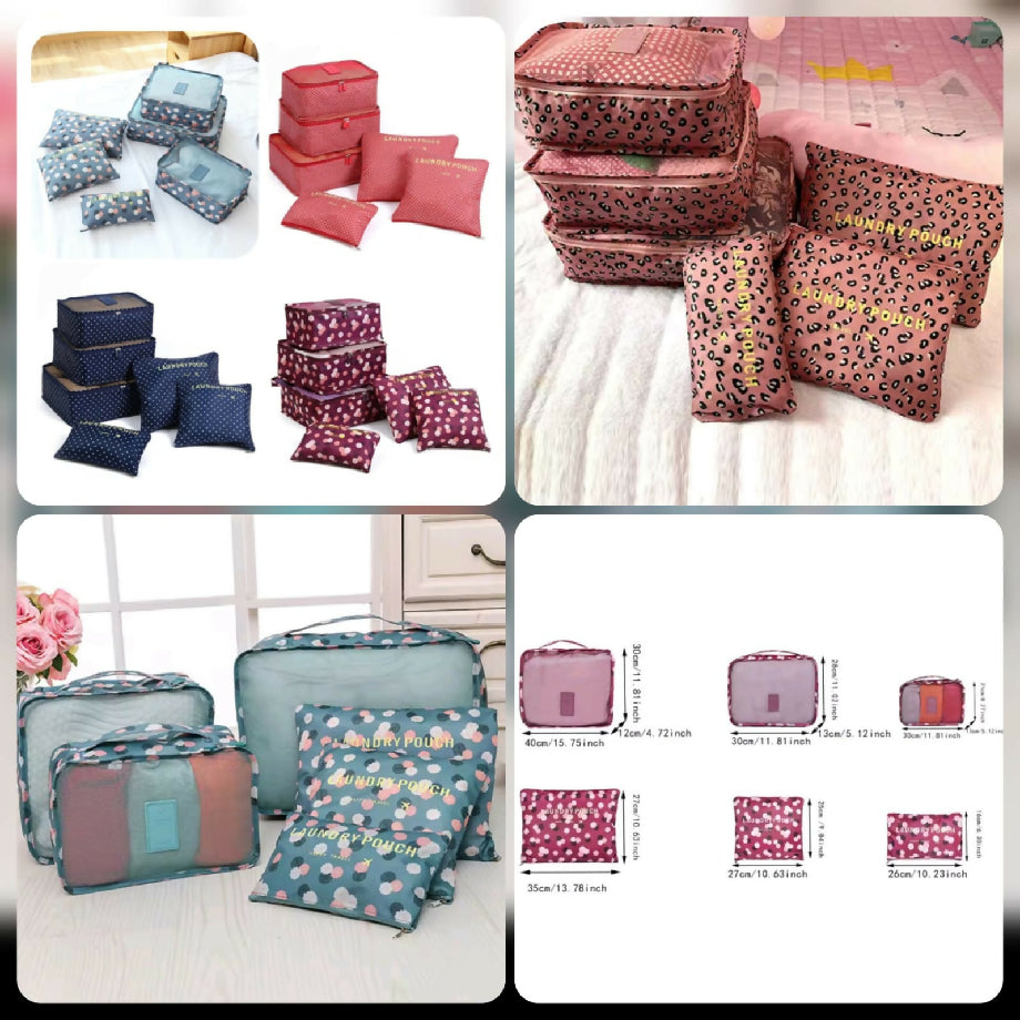 Bags Printed Travel 6 pcs Pouch Organizer (Available Colours Show in Picture* )