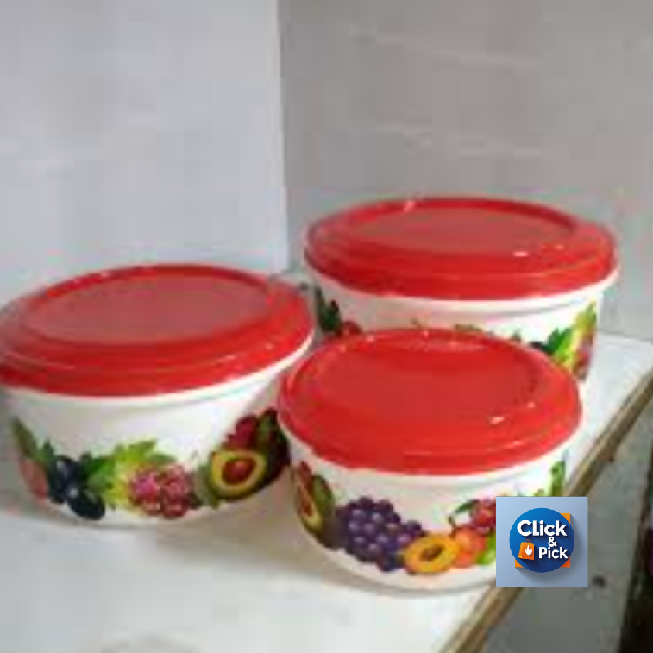 3 Pieces Plastic Bowl Set – Fresh Food Saver Storage Containers