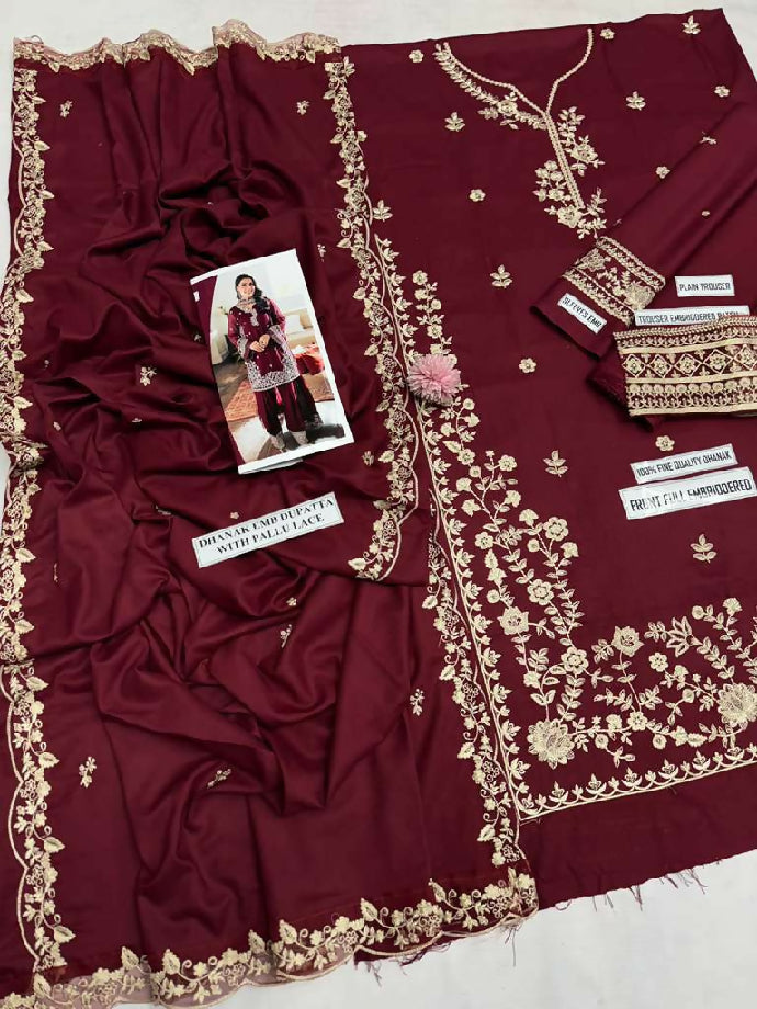 Azure embroidered dhanak suit