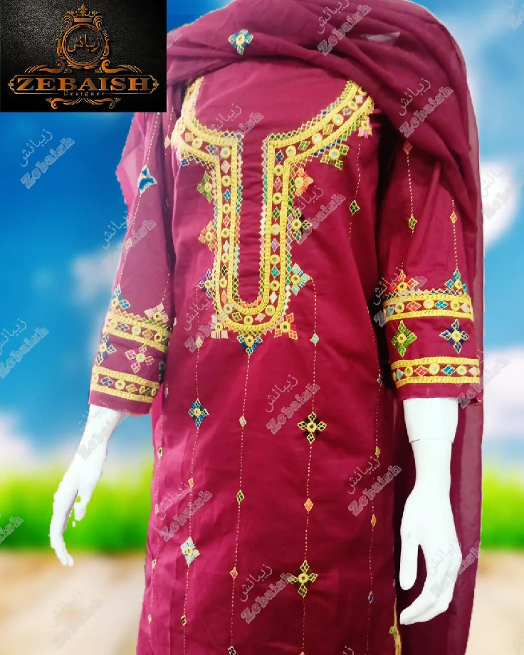 Hand embroidered suit