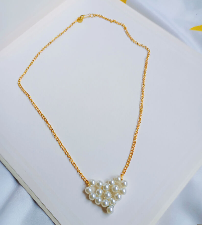 Handmade heart shaped pearl necklace