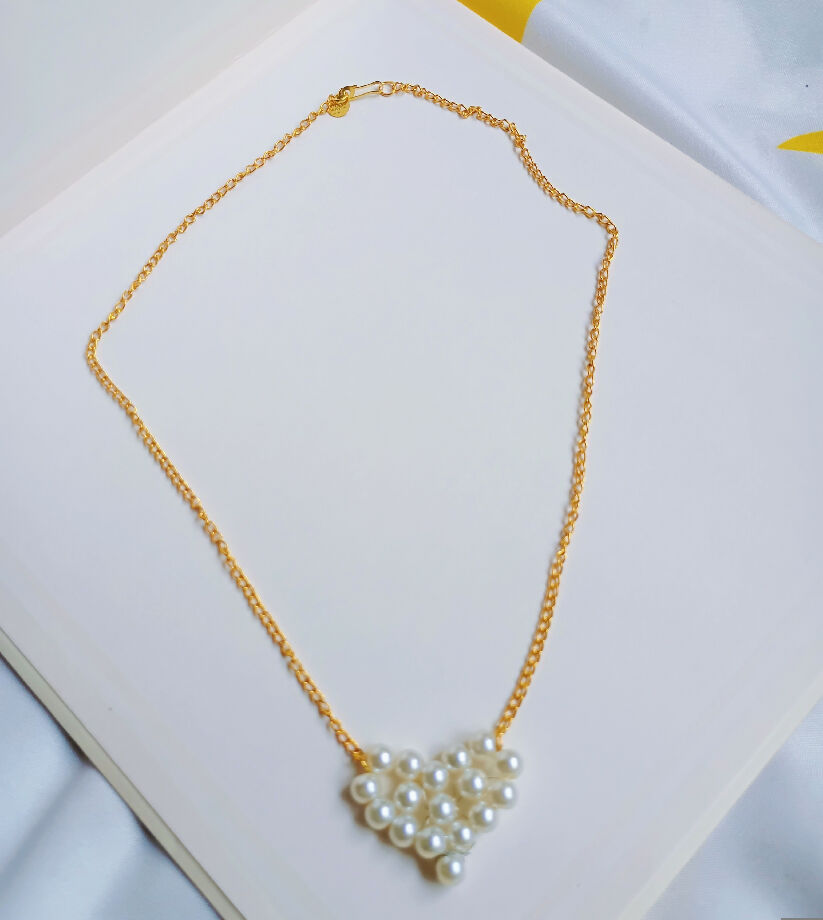 Handmade heart shaped pearl necklace