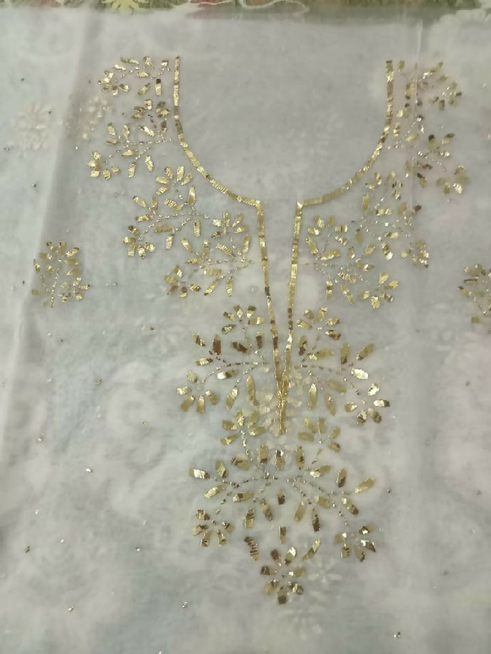 2piece suit organza fabric Shirt & dupatta Mukash