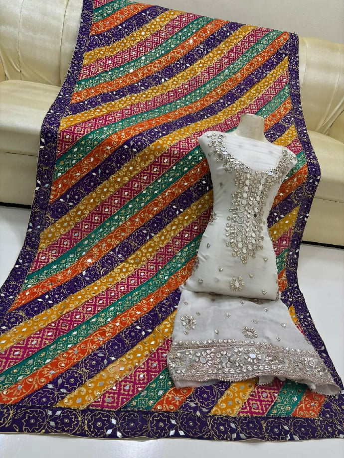 Gotta mirror work suit with kamdani duppta