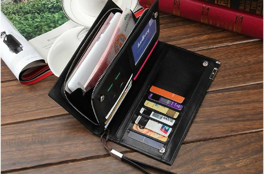 High Quality Very Spacious Top Zipper Long Wallets Plus Card Mobile Holder