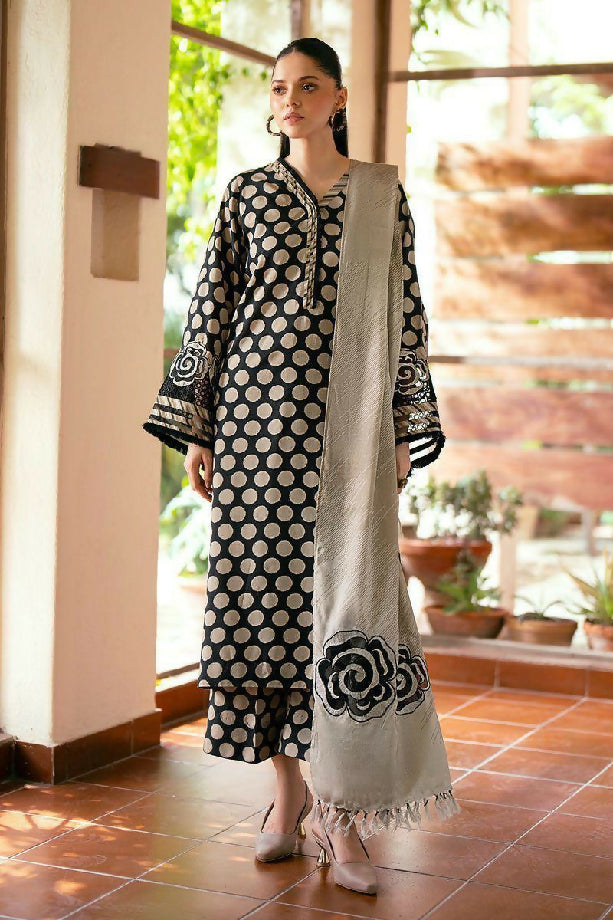 Baroque karandi 3 piece printed suit
