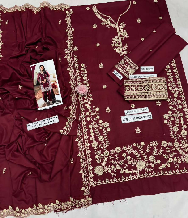 Azure embroidered dhanak suit