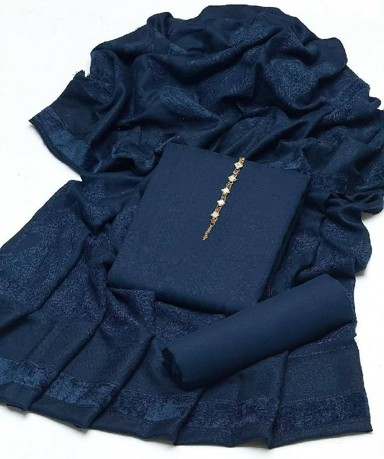 Winter collection jacquard welvet shawl 3 pc dress