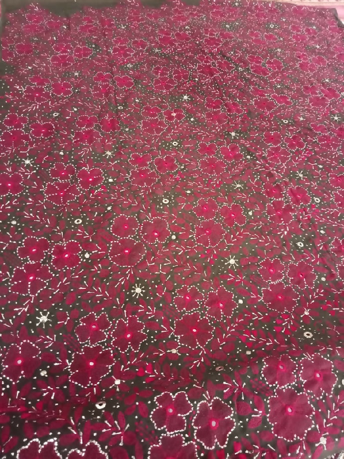 2piece bamber shafoon suit Shirt & dupatta Heavy mukash work with kacha kaam