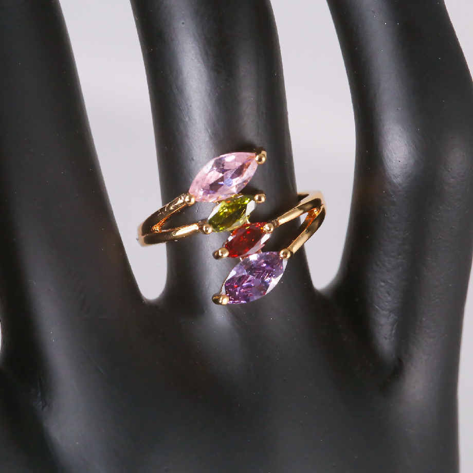 Triple Marquise Stone Gold-Plated Ring