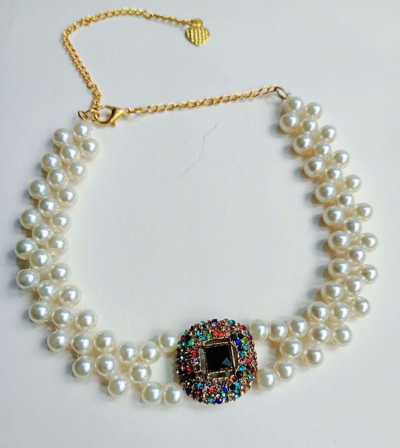 Handmade pearl choker necklace